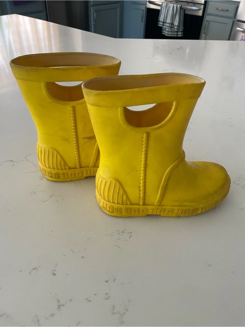 UGG Kids Yellow Waterproof Rain Boots with Carry Handles